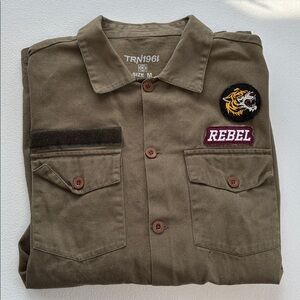 Terranova TRN1961 Rebel Camicia Military Shacket Patches Green Blouse Jacket M